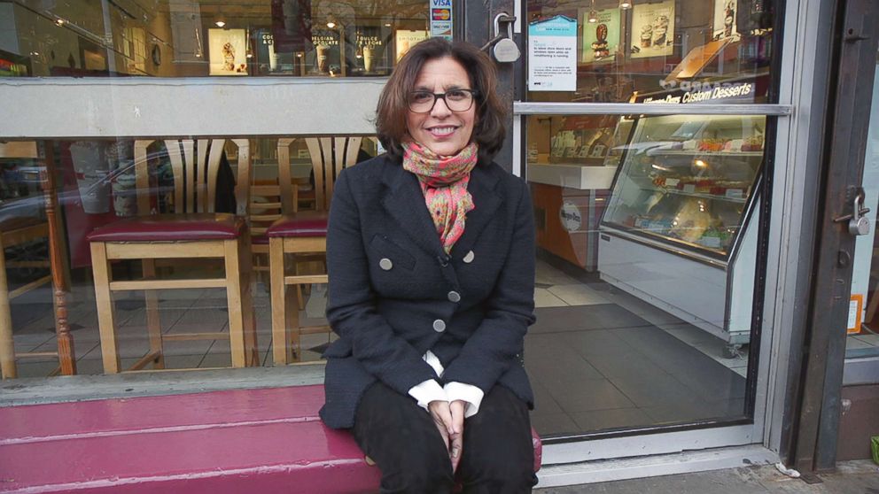 PHOTO: R.J. Palacio sits in front of the ice cream shop where she said she had an encounter that inspired her to write her children's novel "Wonder."