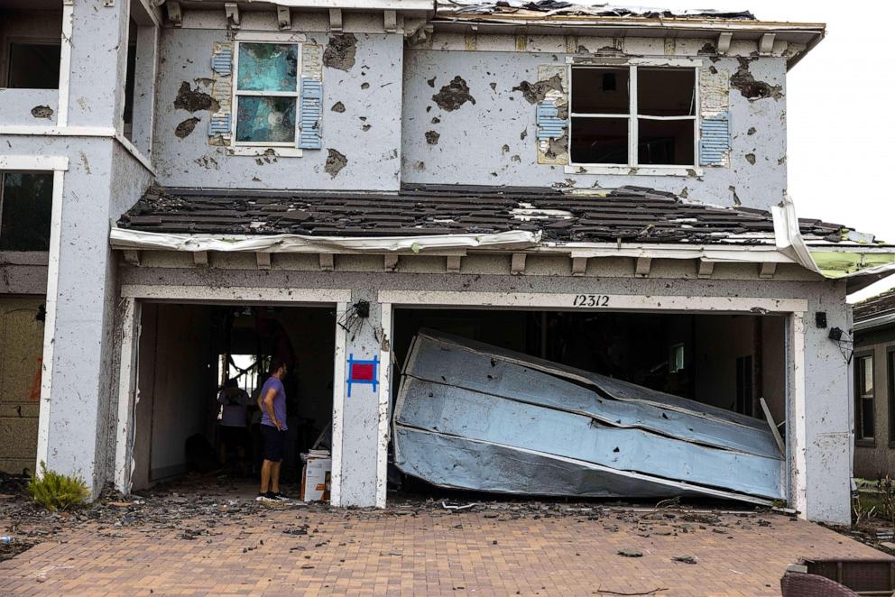 PHOTO: A damaged home is seen on Oct. 10, 2024, in Palm Beach Gardens, Fla.