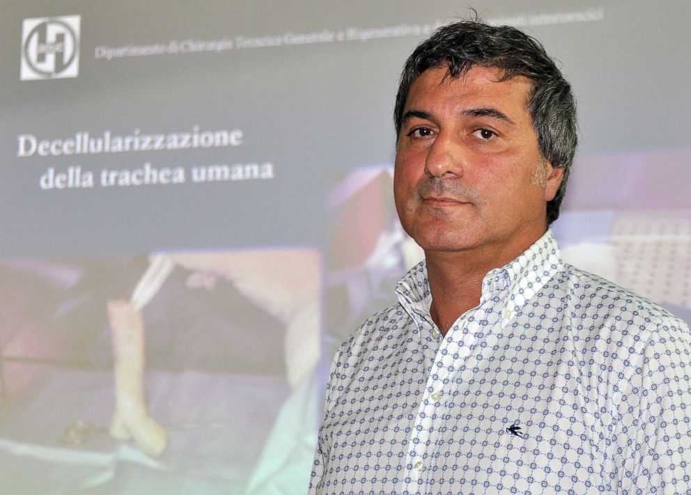 PHOTO: Dr. Paolo Macchiarini looks on during a press conference announcing what he called the successful transplant of windpipes using innovative stem cell tissue regeneration, in Florence, Italy, July 30, 2010.