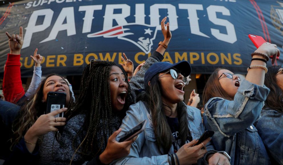 PHOTO: Fans cheer during a victory parade for the New England Patriots after winning Super Bowl LIII, in Boston, Feb. 5, 2019.   