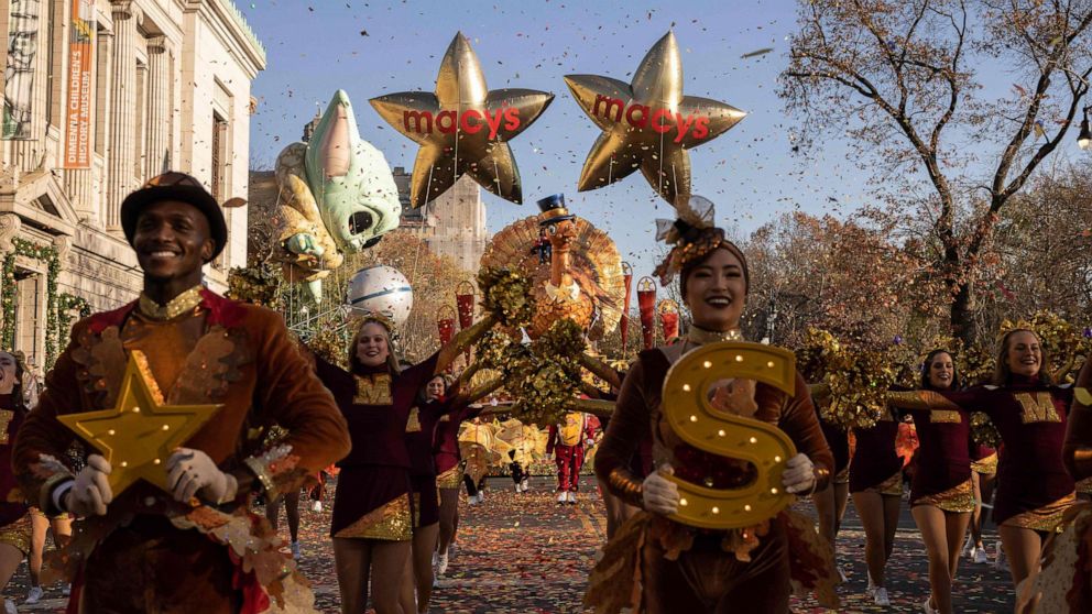 PHOTO: Performers take part in the 96th Annual Macy's Thanksgiving Day Parade in New York, Nov. 24, 2022.