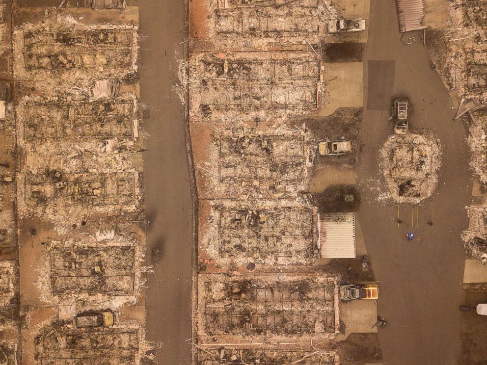 PHOTO: A burned neighborhood is seen from above in Paradise, Calif., Nov.15, 2018. 