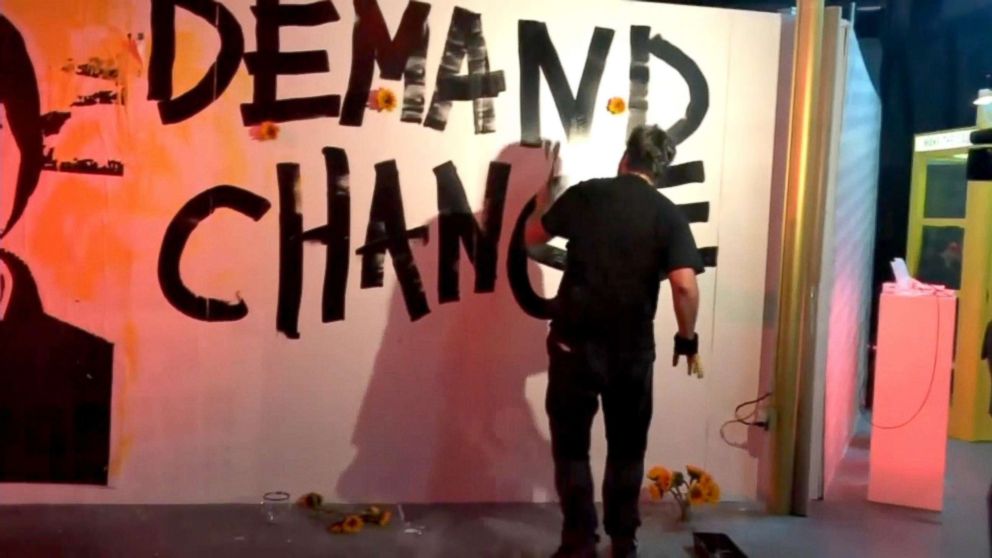 PHOTO: Manuel Oliver paints a mural for his son Joaquin, who was killed in the Stoneman Douglas mass shooting.