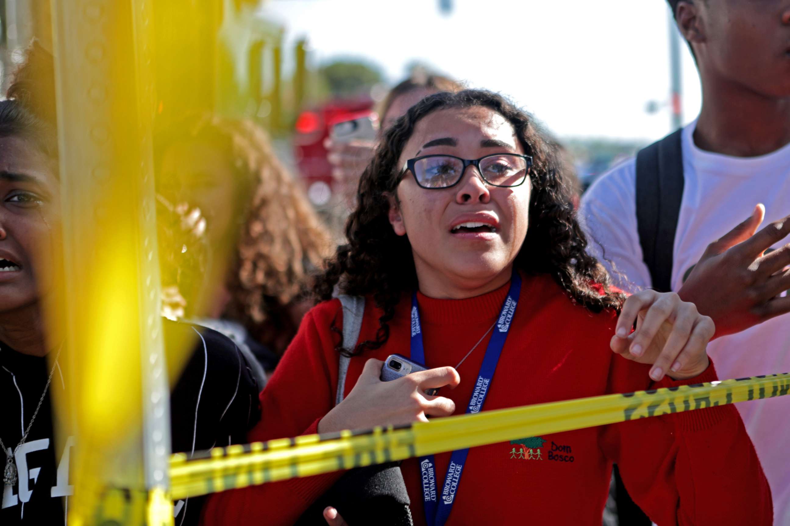 PHOTO: Students are released from a lockdown outside of Stoneman Douglas High School in Parkland, Fla. after reports of an active shooter, Feb. 14, 2018.