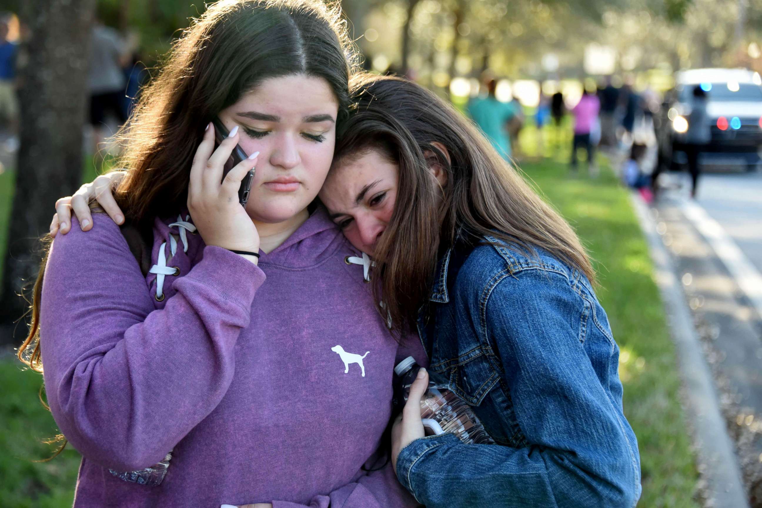PHOTO: Students react following a shooting at Marjory Stoneman Douglas High School in Parkland, Fla., Feb. 14, 2018.