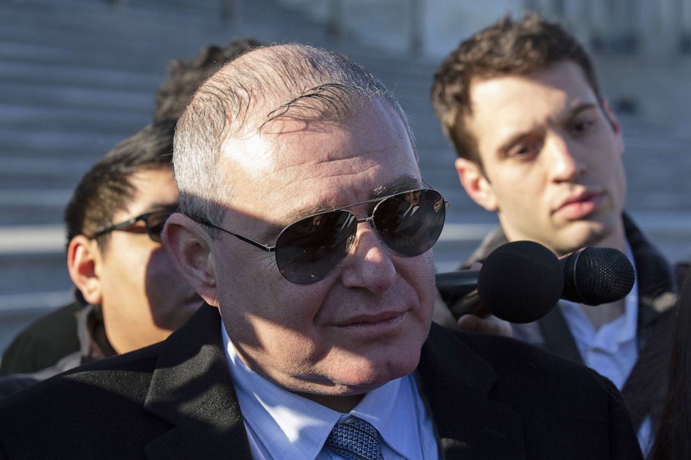 PHOTO: Lev Parnas, an associate of President Donald Trump's personal lawyer Rudy Giuliani, speaks to member of the media outside the U.S. Capitol in Washington, Jan. 29, 2020.