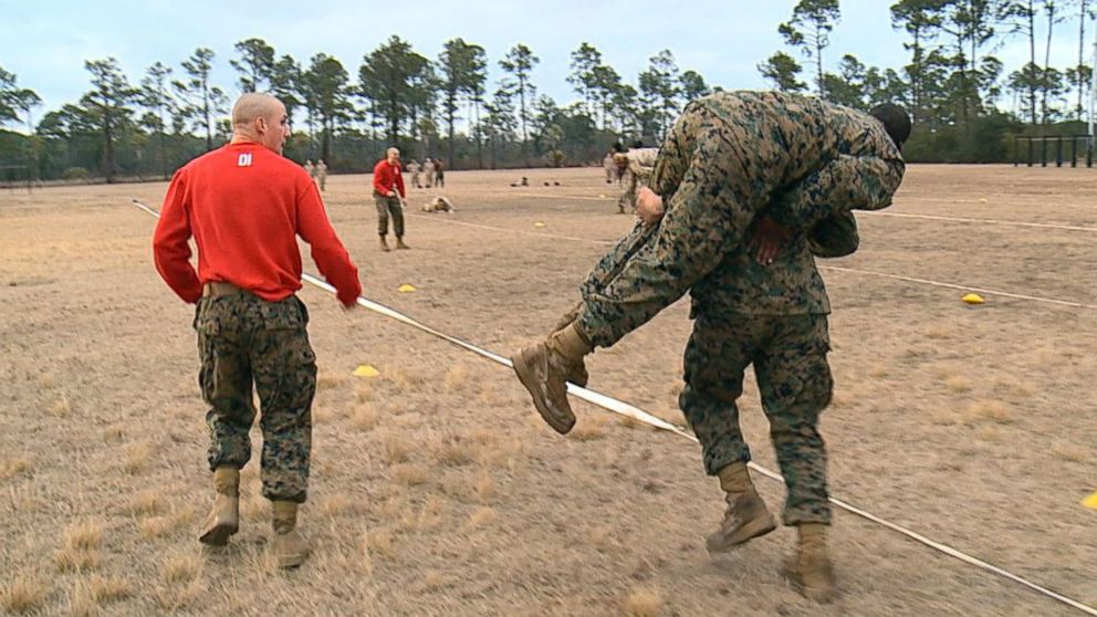 PHOTO: Recruits train at Marine Corps Recruit Depot Parris Island in South Carolina, Feb. 2, 2018.