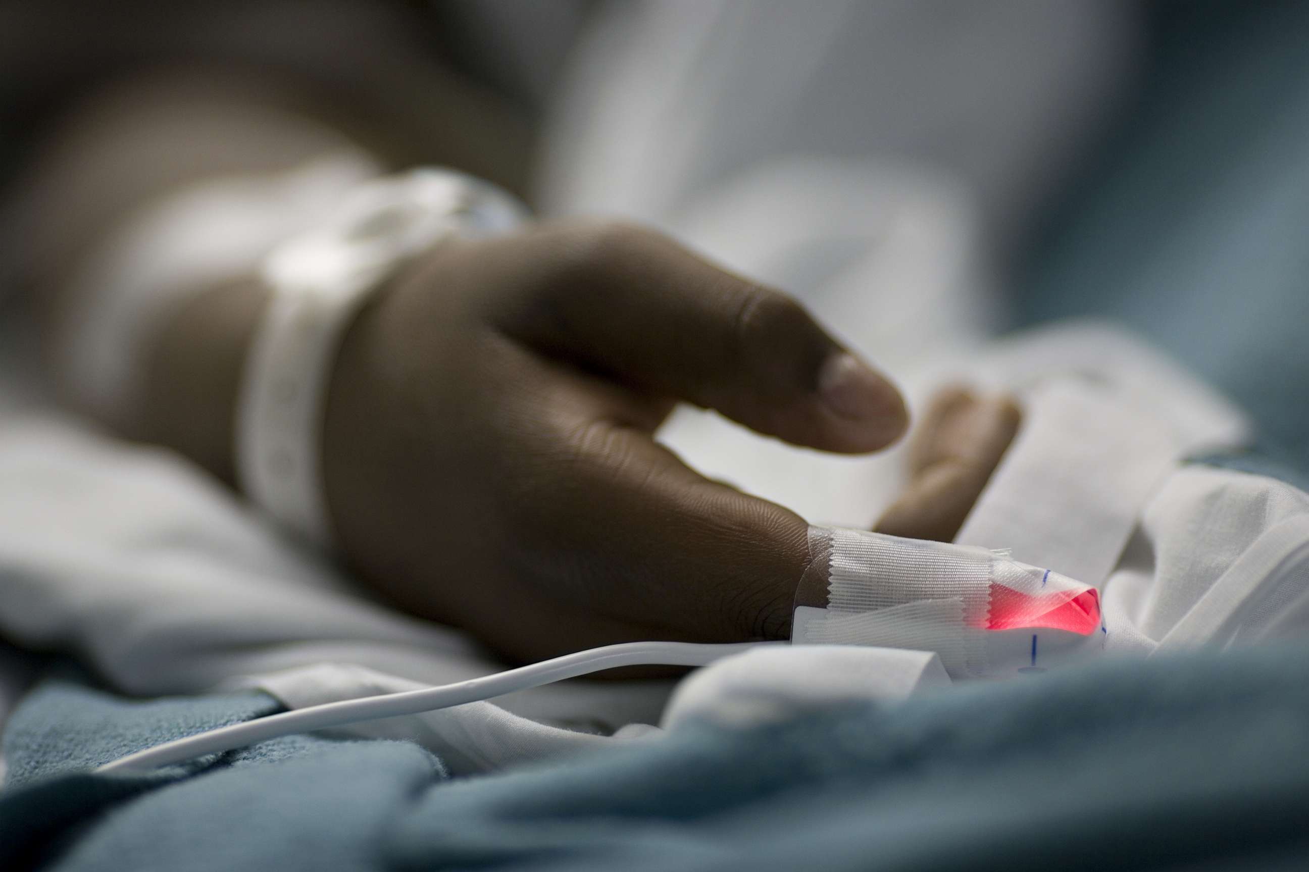 PHOTO: Closeup of a hand of a hospital patient.