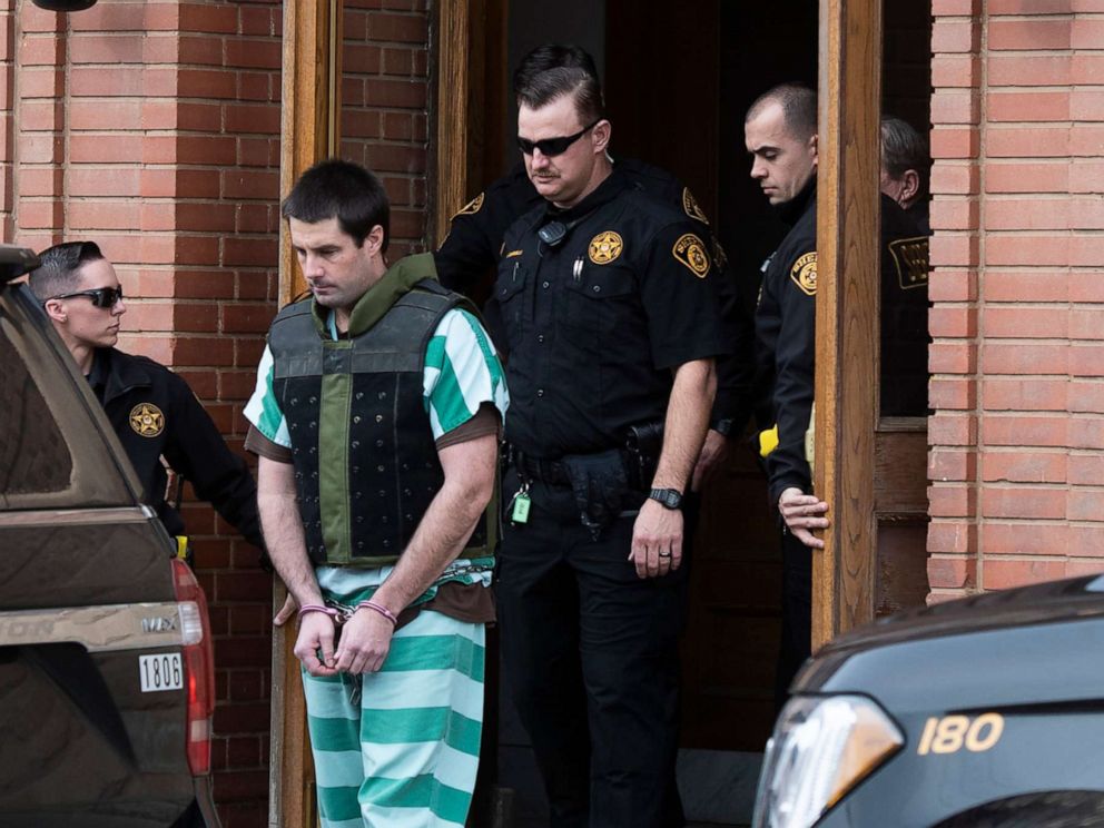 PHOTO: In this April 5, 2019, file photo, Teller County Sheriff deputies lead Patrick Frazee out of the Teller County Courthouse in Cripple Creek, Colo.