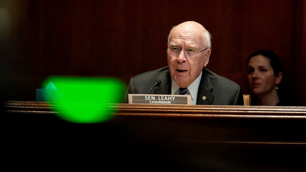 PHOTO: Senator Patrick Leahy speaks during a Senate Appropriations Subcommittee on Commerce, Justice, Science, and Related Agencies hearing, June 23, 2021, on Capitol Hill in Washington, D.C.