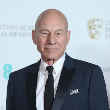 PHOTO: Actor Patrick Stewart poses for photographers backstage at the BAFTA 2018 Awards in London, Feb. 18, 2018. 
