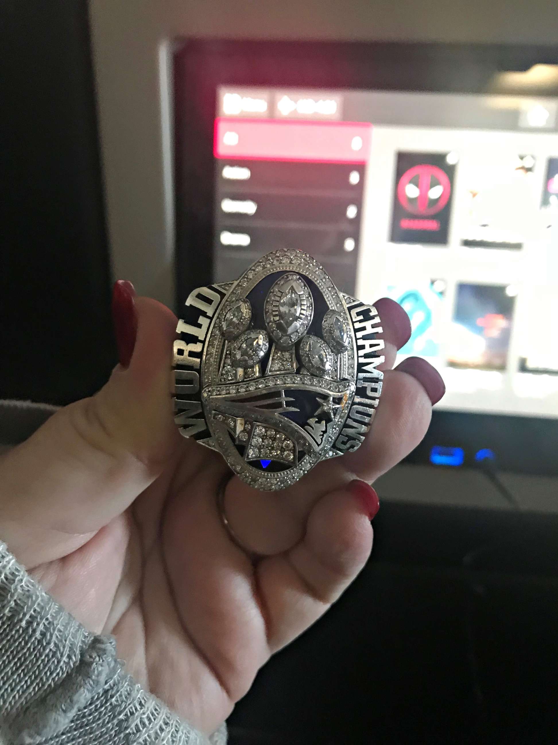 PHOTO: A senior operations manager for the New England Patriots was on the flight and let everyone hold the Super Bowl LI championship ring, parent Meredith Barry told ABC News. 