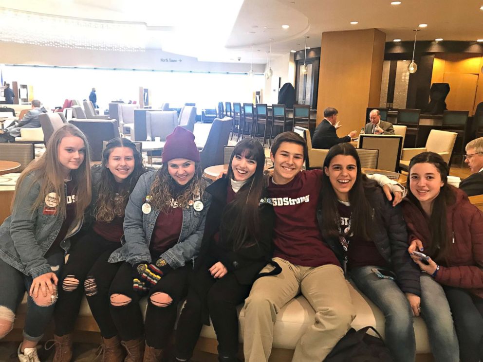 PHOTO: Marjory Stoneman Douglas High School students traveled to Washington, D.C. on the New England Patriots team plane, which was loaned to them for March For Our Lives, March 22, 2018.