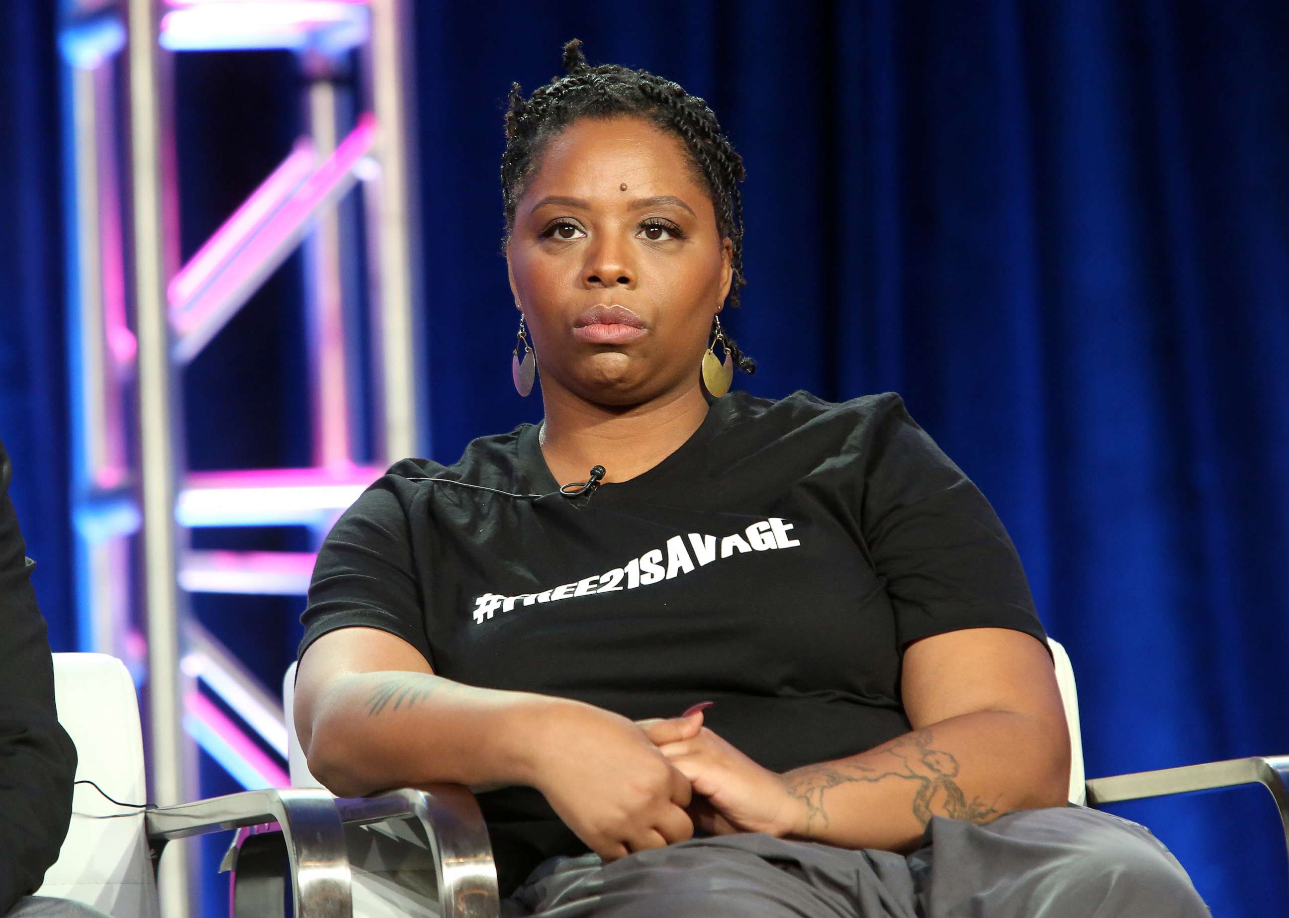 PHOTO: In this Feb. 11, 2019, file photo, producer Patrisse Cullors attends the Viacom Winter TCA 2019 panel in Pasadena, Calif.
