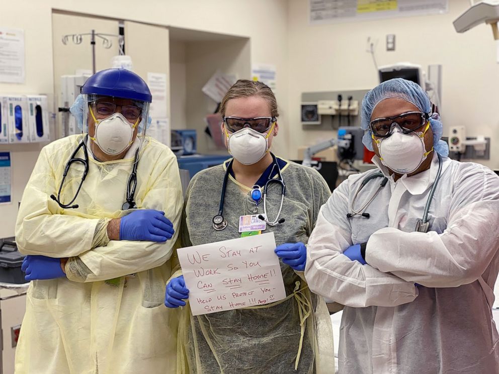 PHOTO: Dr. Ernest Patti, left, and colleagues during their shift at the St. Barnabas Hospital in the Bronx.