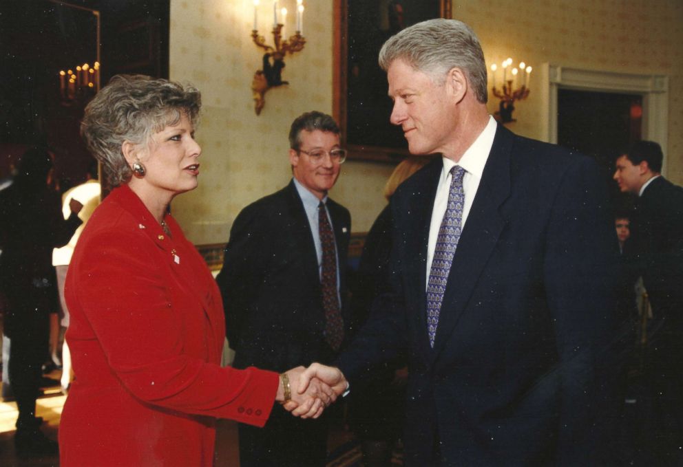 PHOTO: Karolyn Nunnallee, pictured here with then-President Bill Clinton, channeled her grief into activism, going on to serve as the national president of Mothers Against Drunk Driving. 