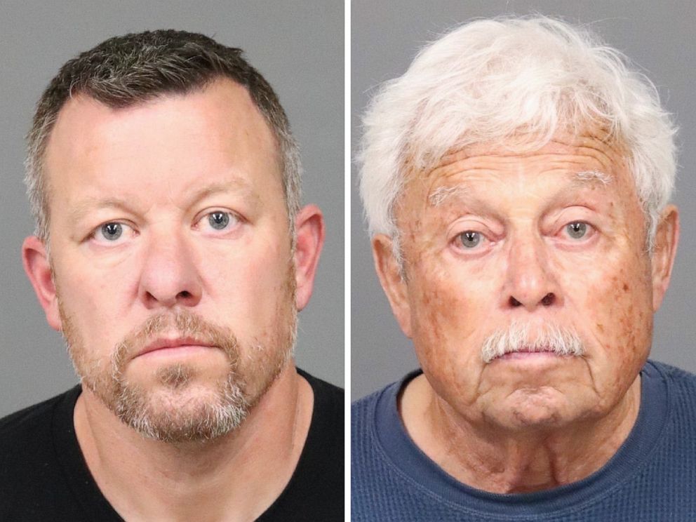 PHOTO: Paul Flores of San Pedro, Calif., and his father Ruben Flores of Arroyo Grande, Calif., are pictured in booking photos released by the San Luis Obispo County Sheriff's office on April 13, 2021.
