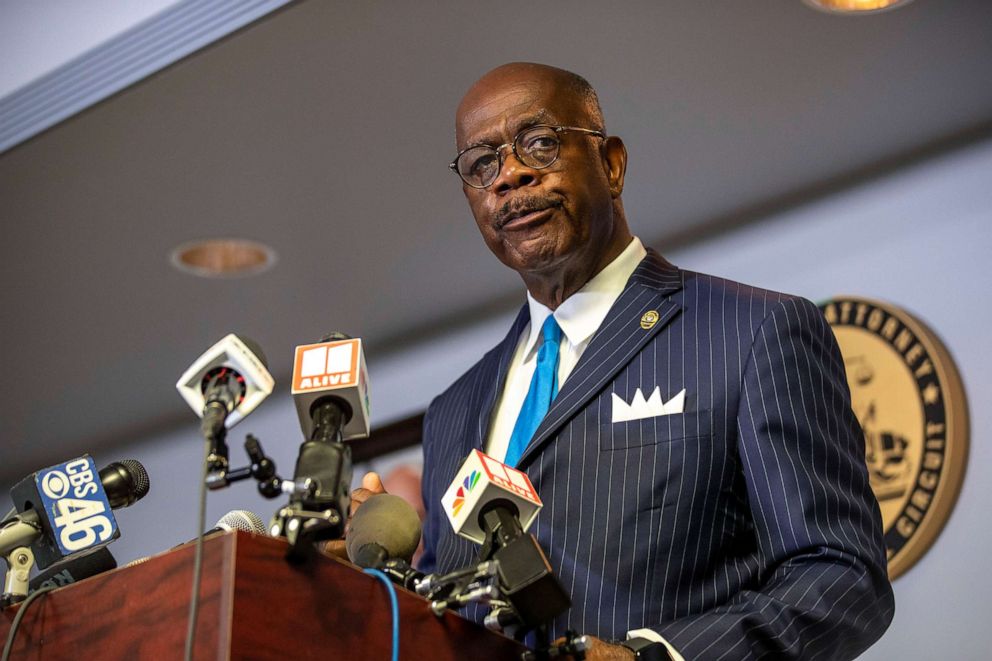 PHOTO: Fulton County District Attorney Paul Howard speaks during a press conference by the Fulton County District Attorney's Office in Atlanta, June 2, 2020.