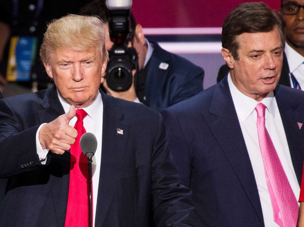 PHOTO: Donald Trump, flanked by campaign manager Paul Manafort and daughter Ivanka, checks the podium in preparation for accepting the GOP nomination to be President at the 2016 Republican National Convention in Cleveland, July 20, 2016. 