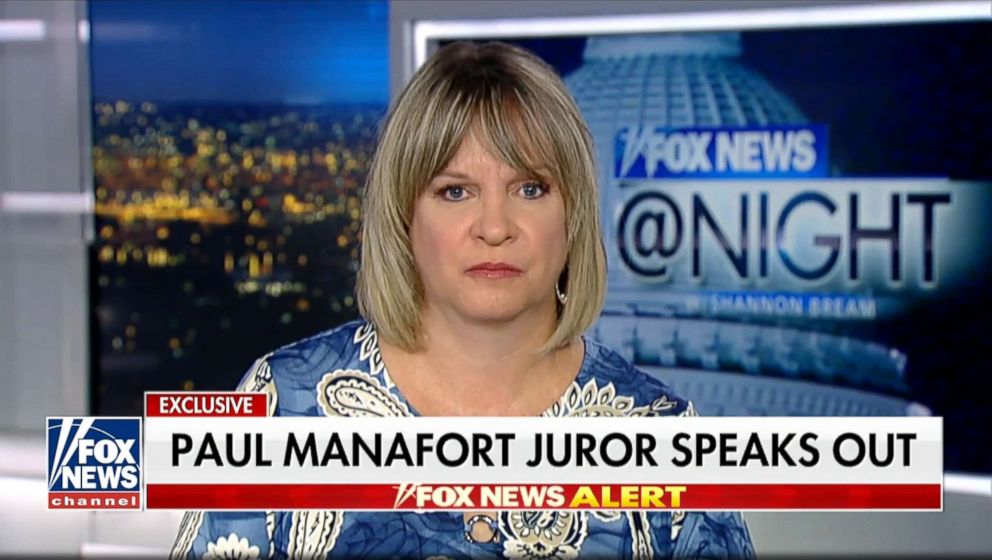 PHOTO: Paula Duncan, a juror on the Paul Manafort trial appears on Fox News, Aug. 22, 2018.