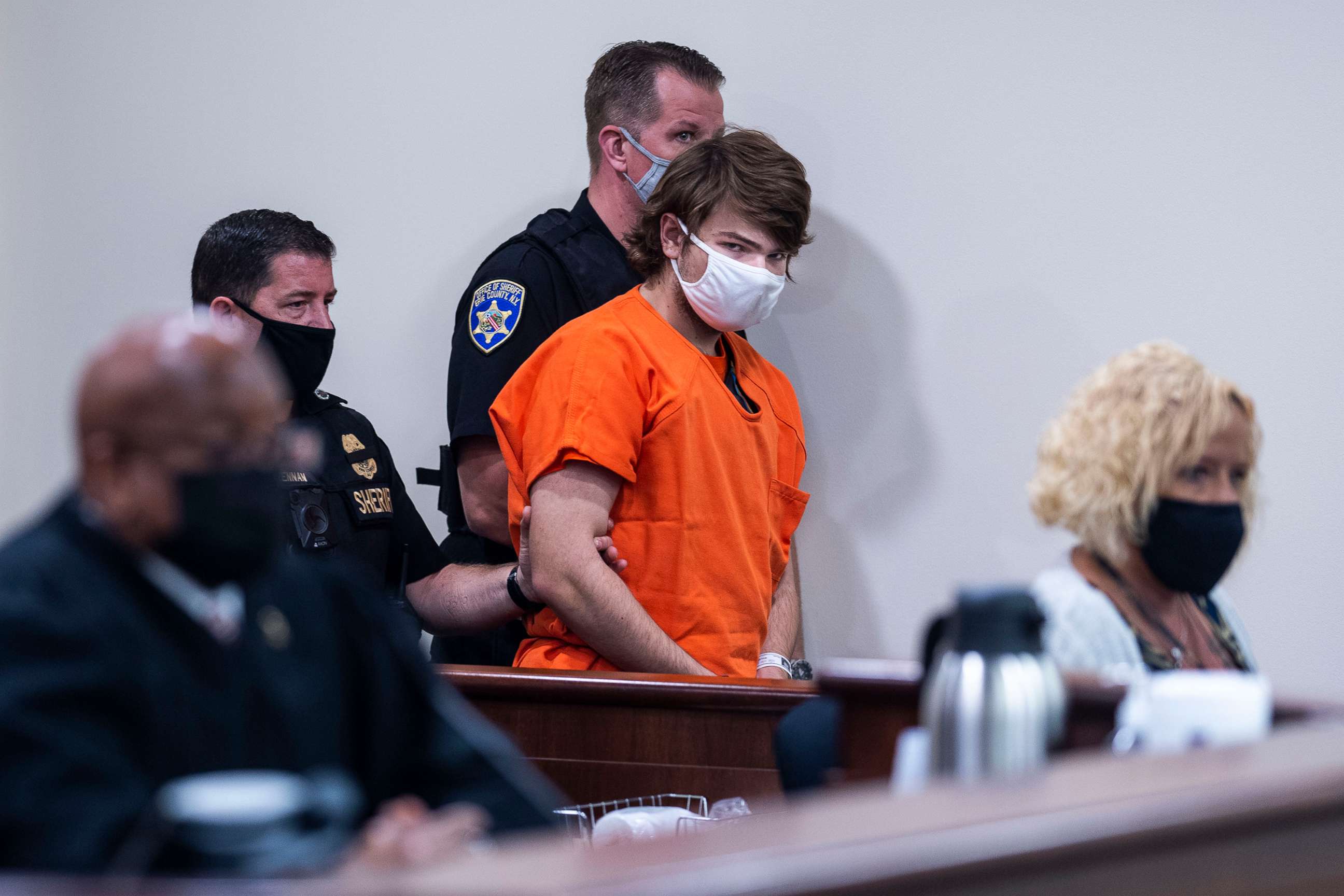 PHOTO: In this May 19, 2022, file photo, Payton Gendron is escorted in for a hearing at Erie County Court in Buffalo, NY.