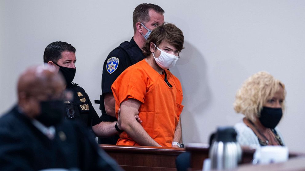 PHOTO: In this May 19, 2022, file photo, Payton Gendron is escorted in for a hearing at Erie County Court in Buffalo, NY.