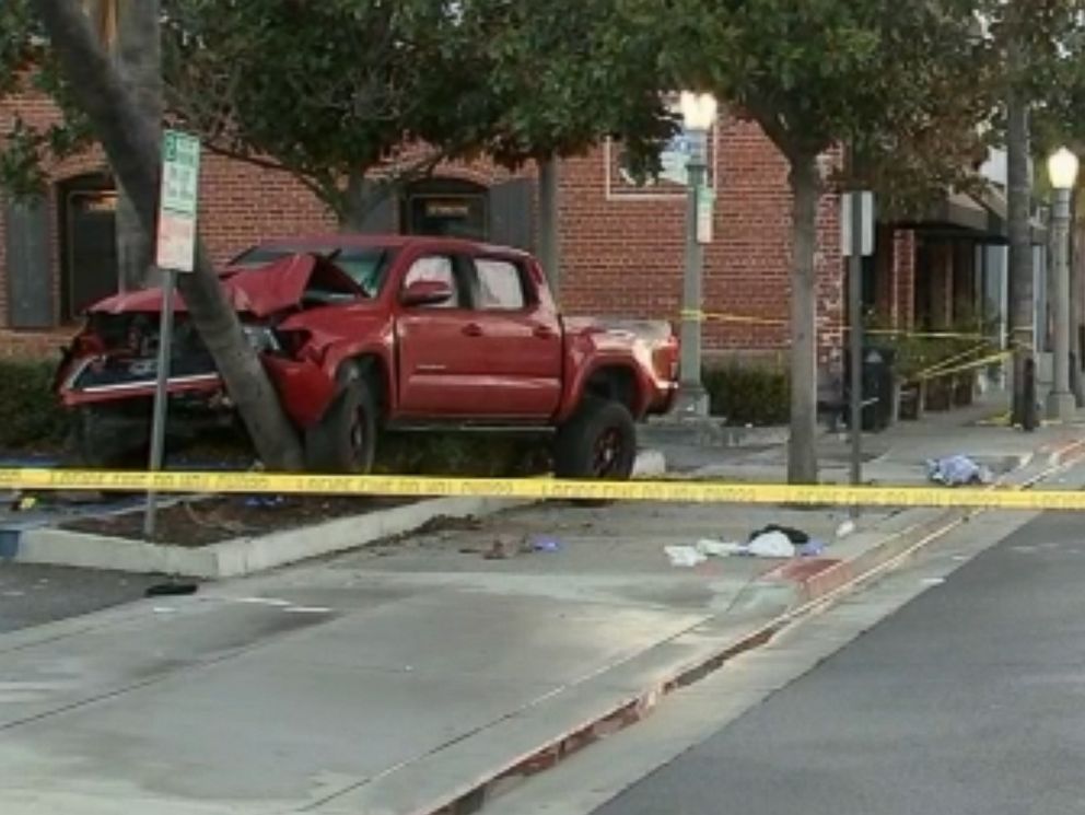 PHOTO: Nine pedestrians were struck by a driver under the influence in downtown Fullerton, Calif., Feb. 10, 2019.