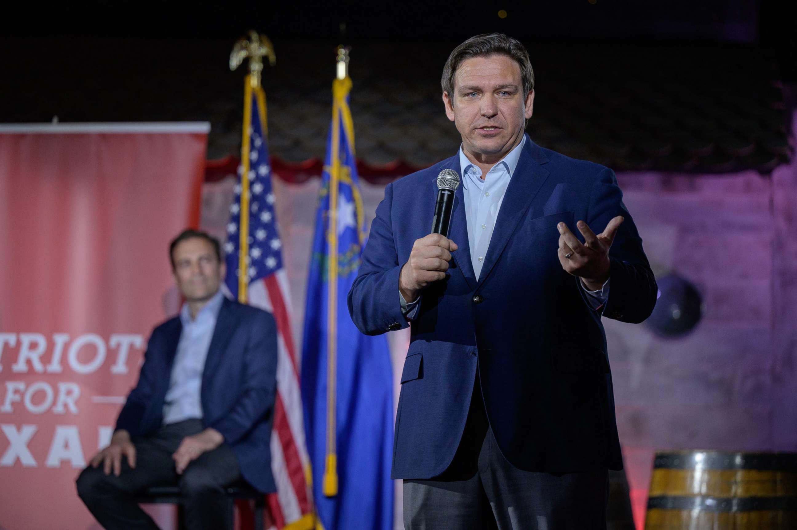 PHOTO: Florida Gov.?Ron DeSantis speaks during a rally in Las Vegas, April 27, 2022.