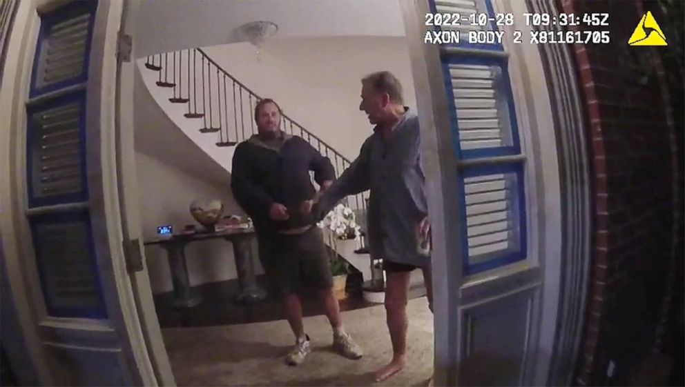 PHOTO: An image from police body cam video of the night Paul Pelosi, the husband of Democratic Rep. Nancy Pelosi, was violently assaulted at their home in San Francisco, Oct 28, 2022.