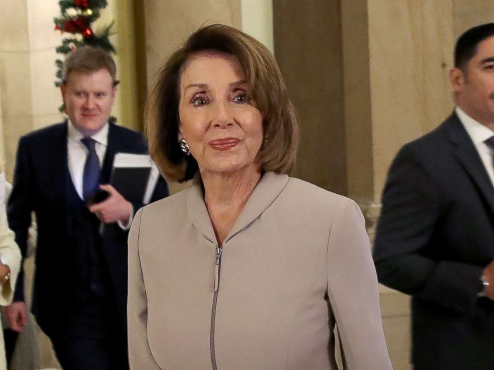 PHOTO: House Minority Leader Nancy Pelosi (D-CA) walks to an interview at the Capitol, Jan. 2, 2019.