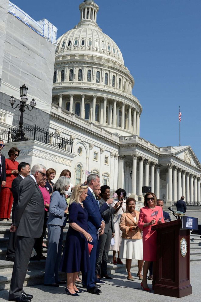 PHOTO: Speaker of the House Nancy Pelosi holds a press event on the first 200 days of the 116th Congress at the U.S. Capitol in Washington, D.C., July 25, 2019.