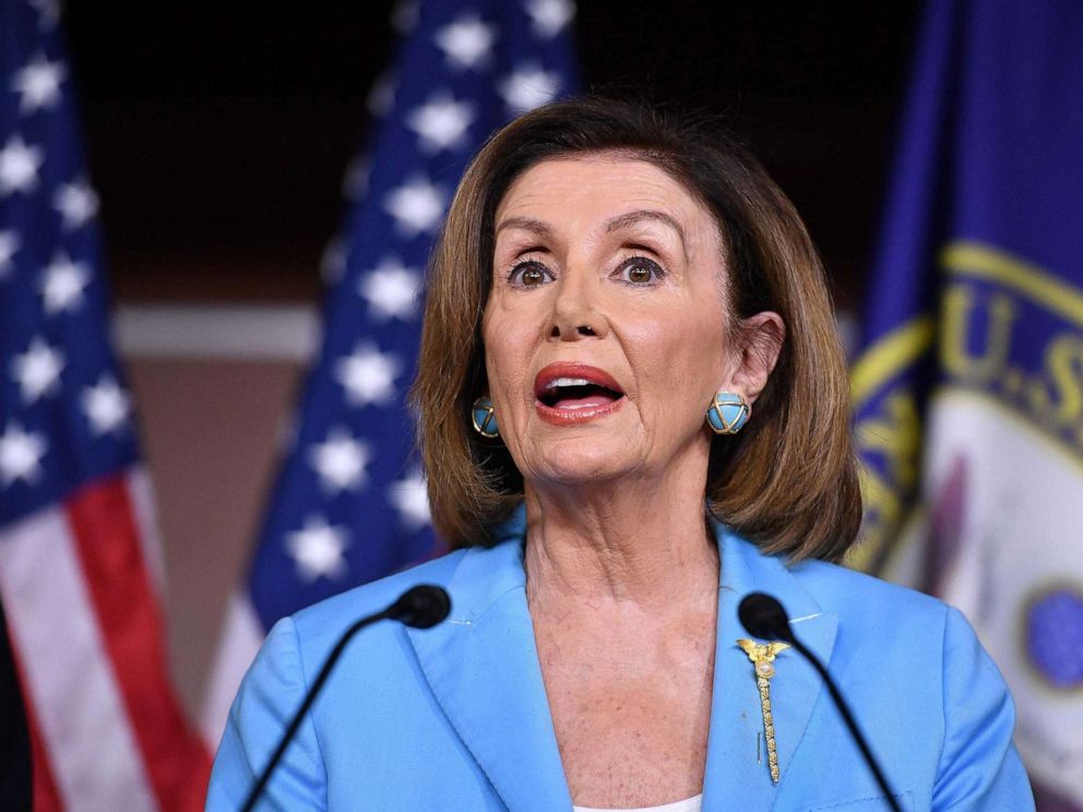 PHOTO: House Speaker Nancy Pelosi and House Intelligence Committee Chair Adam Schiff speak during a press conference at the US Capitol in Washington, DC on October 2, 2019.
