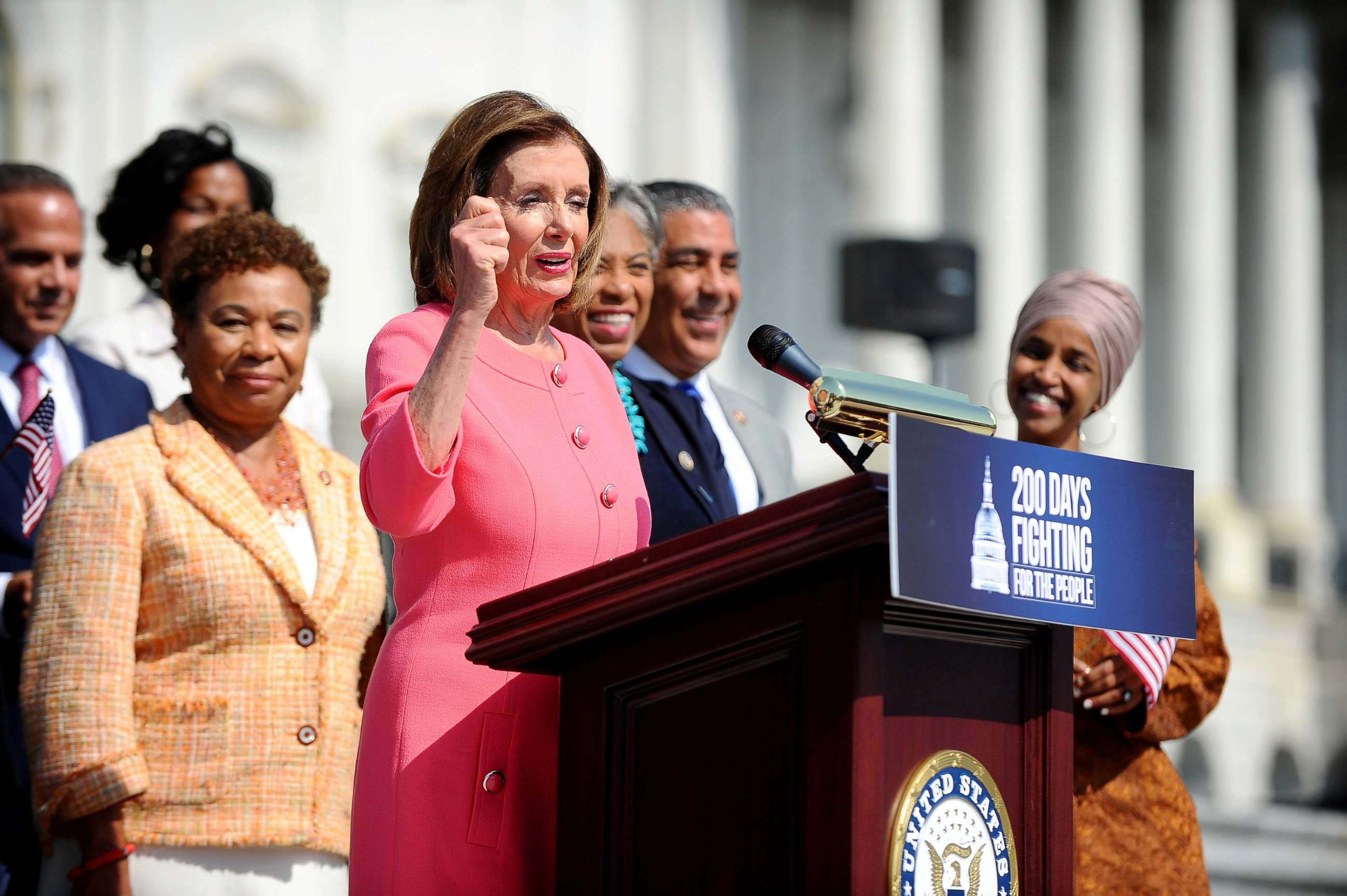 PHOTO: Speaker of the House Nancy Pelosi holds a press event on the first 200 days of the 116th Congress at the Capitol in Washington, D.C., July 25, 2019. 