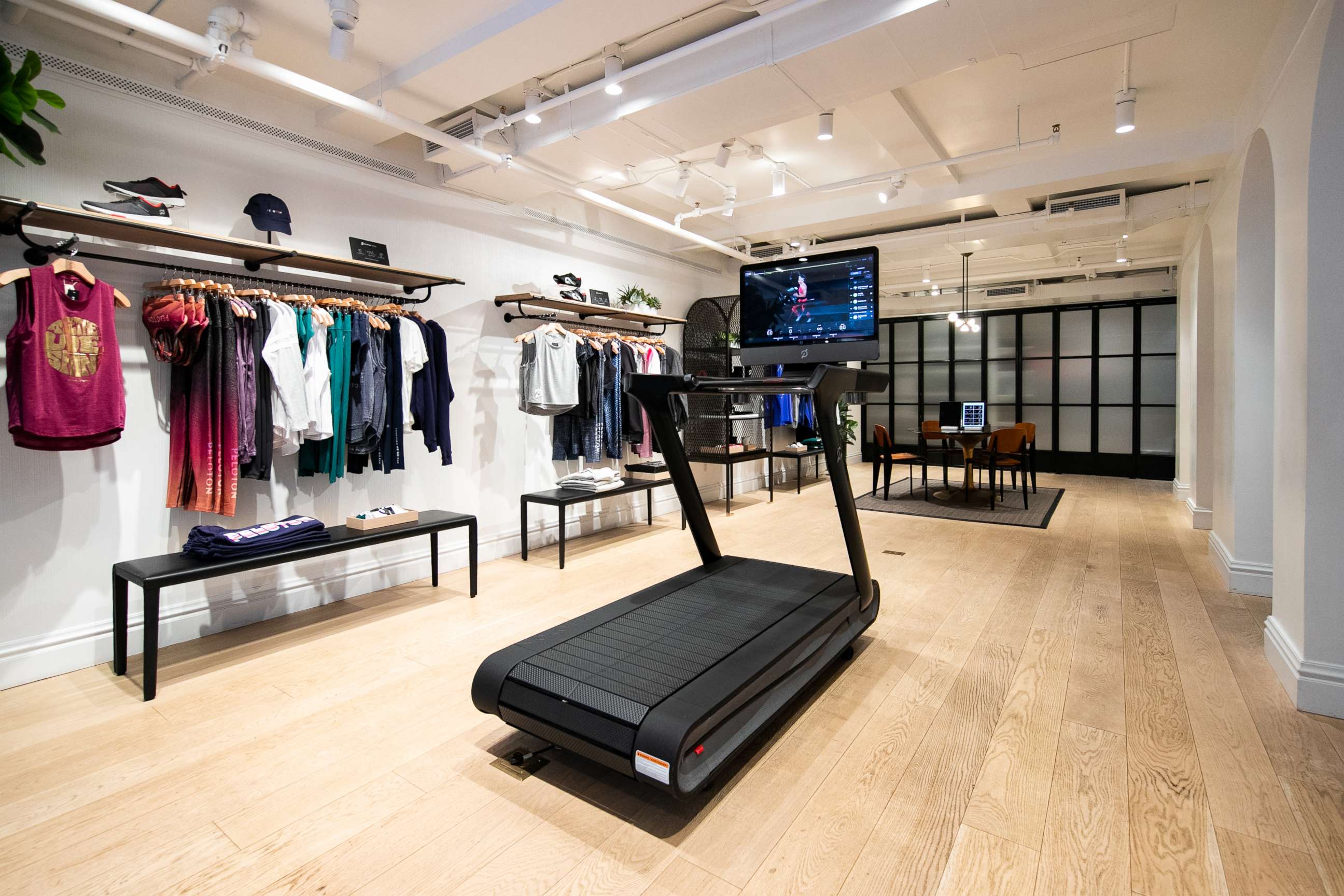 PHOTO: A Peloton treadmill sits on display at the company's showroom on Madison Avenue in New York, Dec. 18, 2019.