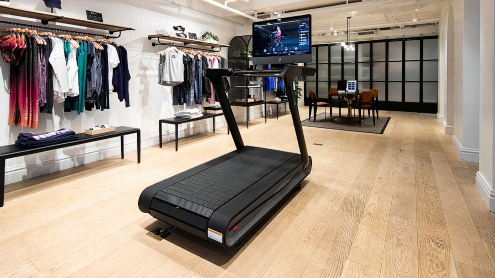PHOTO: A Peloton treadmill sits on display at the company's showroom on Madison Avenue in New York, Dec. 18, 2019.