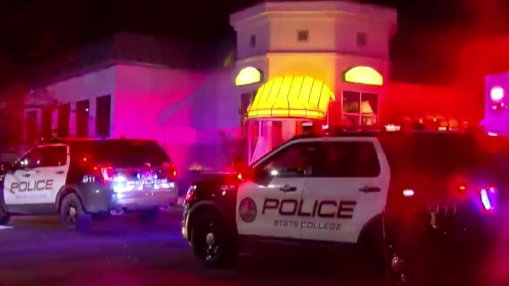 PHOTO: State College police respond to a shooting outside PJ Harrigan's Bar & Grill in State College, Pa., on Thursday, Jan. 24, 2019.