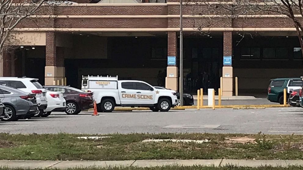 PHOTO: Heavy police presence can be seen outside Baptist Hospital, after a shooting at the Naval Air Station in Pensacola, Dec. 6, 2019.
