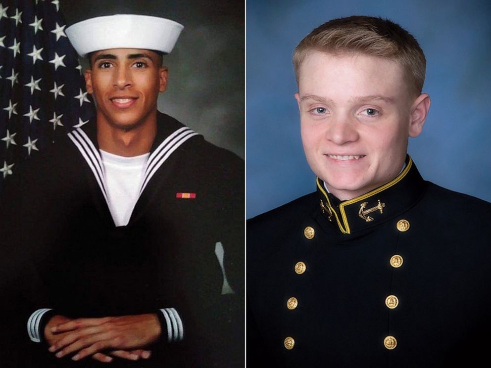PHOTO: Airman Mohammed Sameh Haitham and Ensign Joshua Kaleb Watson in Navy handout photos. 