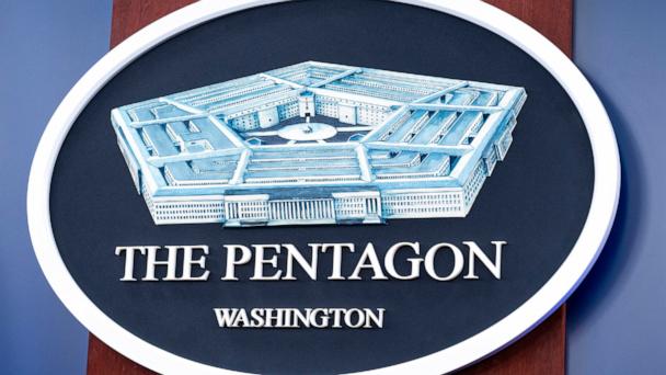 The Department of Defense logo is seen on the wall in the Press Briefing room at the Pentagon, Oct. 29, 2024, in Washington. 