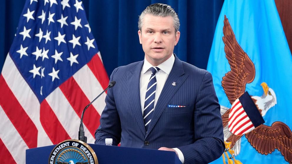 PHOTO: Defense Secretary Pete Hegseth speaks during a news conference at the Pentagon in Washington, June 22, 2025.