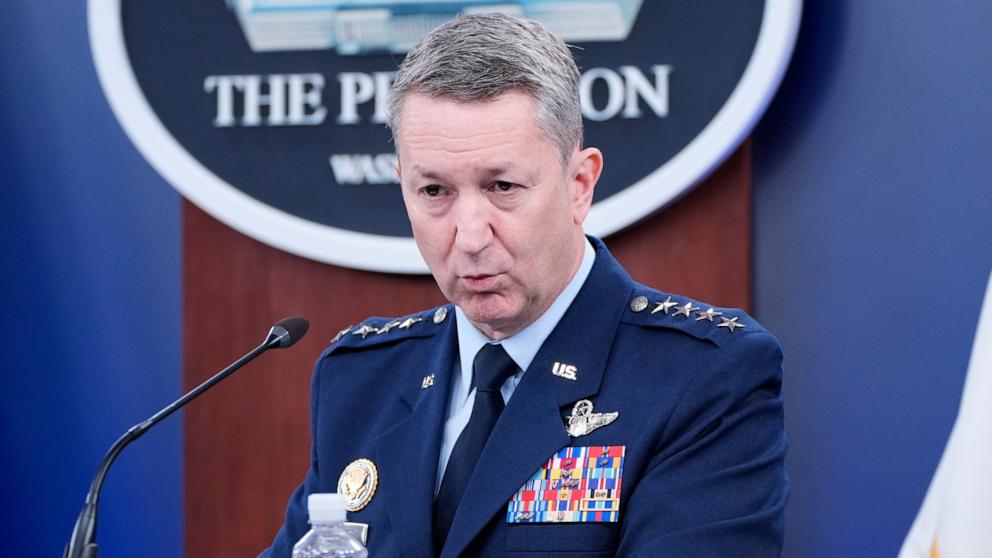 PHOTO: Joint Chiefs Chairman Gen. Dan Caine speaks during a news conference at the Pentagon in Washington, June 22, 2025.