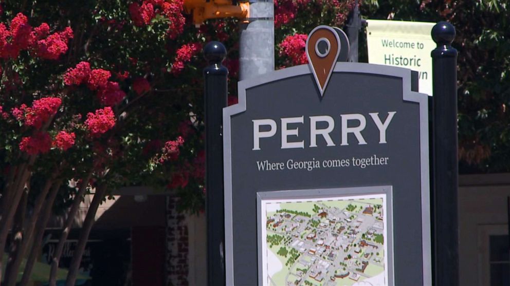 PHOTO: A sign in Perry, Ga., reads, "Where Georgia comes together," July 11, 2020.