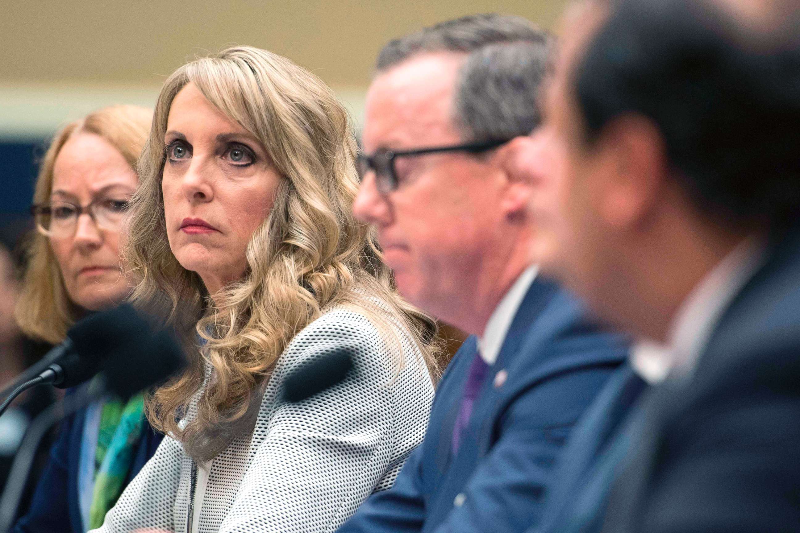 PHOTO: President and CEO of USA Gymnastics Kerry Perry testifies before the House Energy and Commerce Oversight and Investigations Subcommittee in Washington, D.C.,  May 23, 2018.