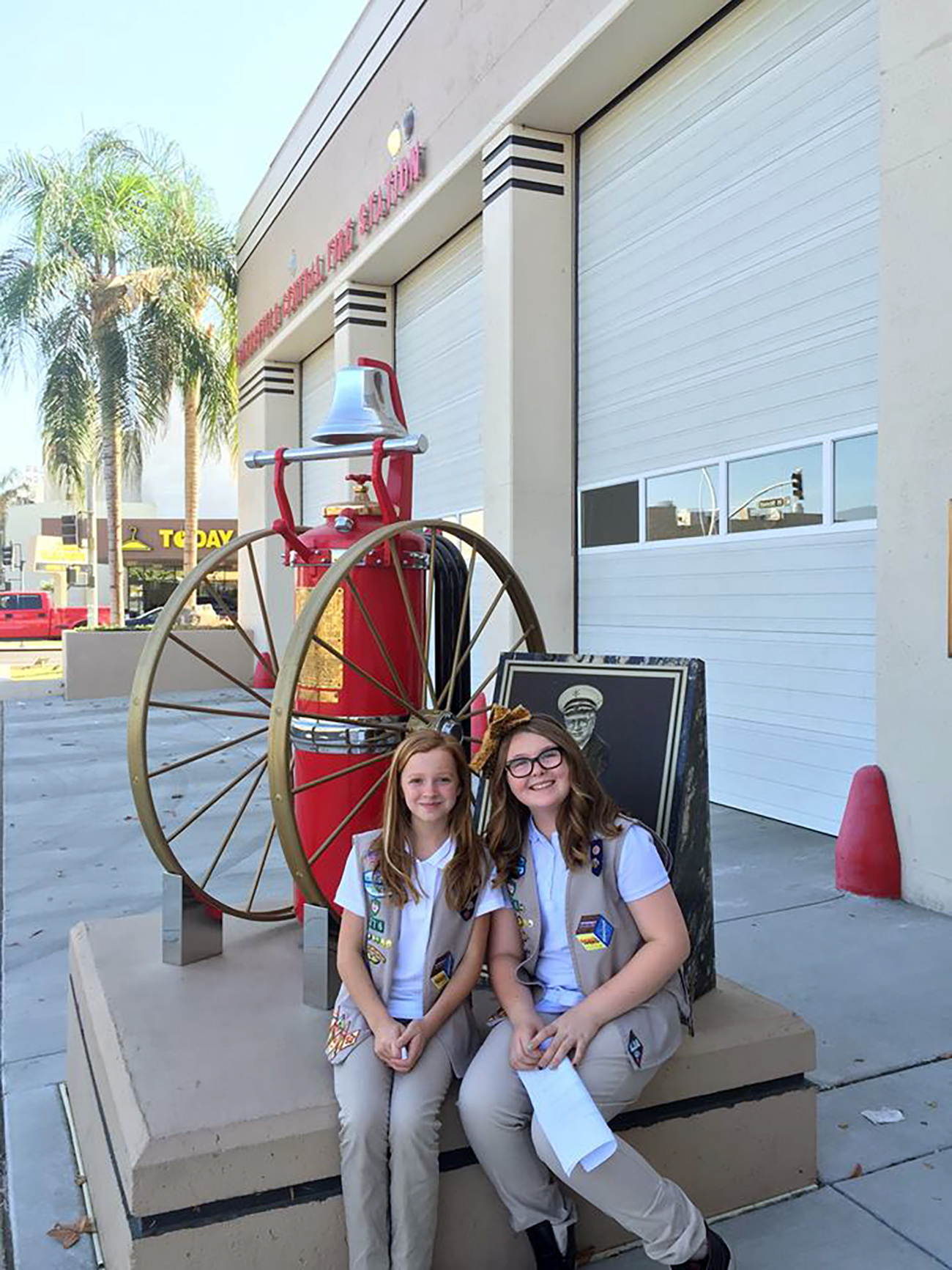 PHOTO: Girl Scouts Kylie Greene and Hailey Amos of Central California South Council Troop No. 376 raised money to get pet mask kits on every Bakersfield fire engine. The project got them the silver award in Girl Scouts.