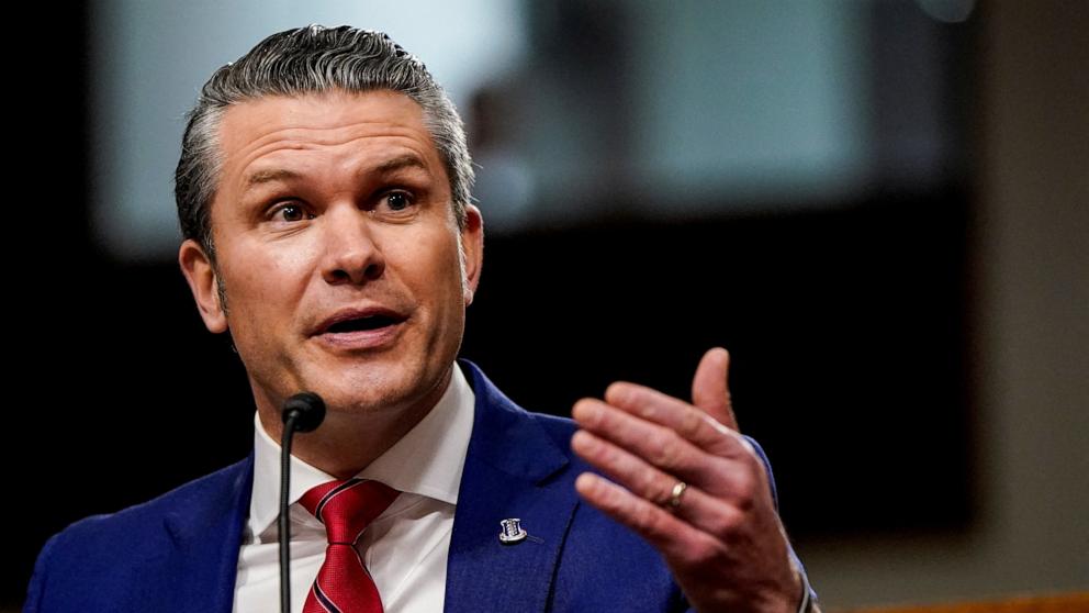 PHOTO: Pete Hegseth, President-elect Donald Trump's nominee to be secretary of defense, testifies before a Senate Committee on Armed Services confirmation hearing on Capitol Hill in Washington, Jan. 14, 2025.