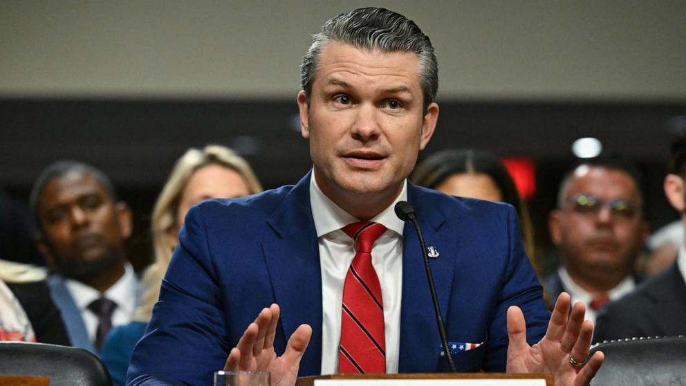 PHOTO: President-elect Donald Trump's nominee for Secretary of Defense Pete Hegseth testifies during his Senate Armed Services confirmation hearing on Capitol Hill, Jan. 14, 2025, in Washington.