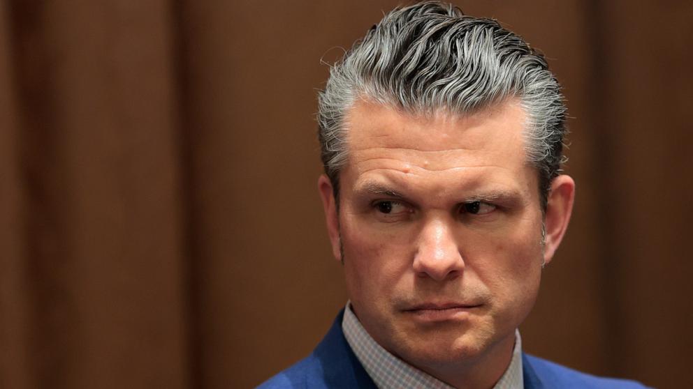 PHOTO: Secretary of Defense Pete Hegseth attends a Cabinet meeting at the White House, April 10, 2025 in Washington.