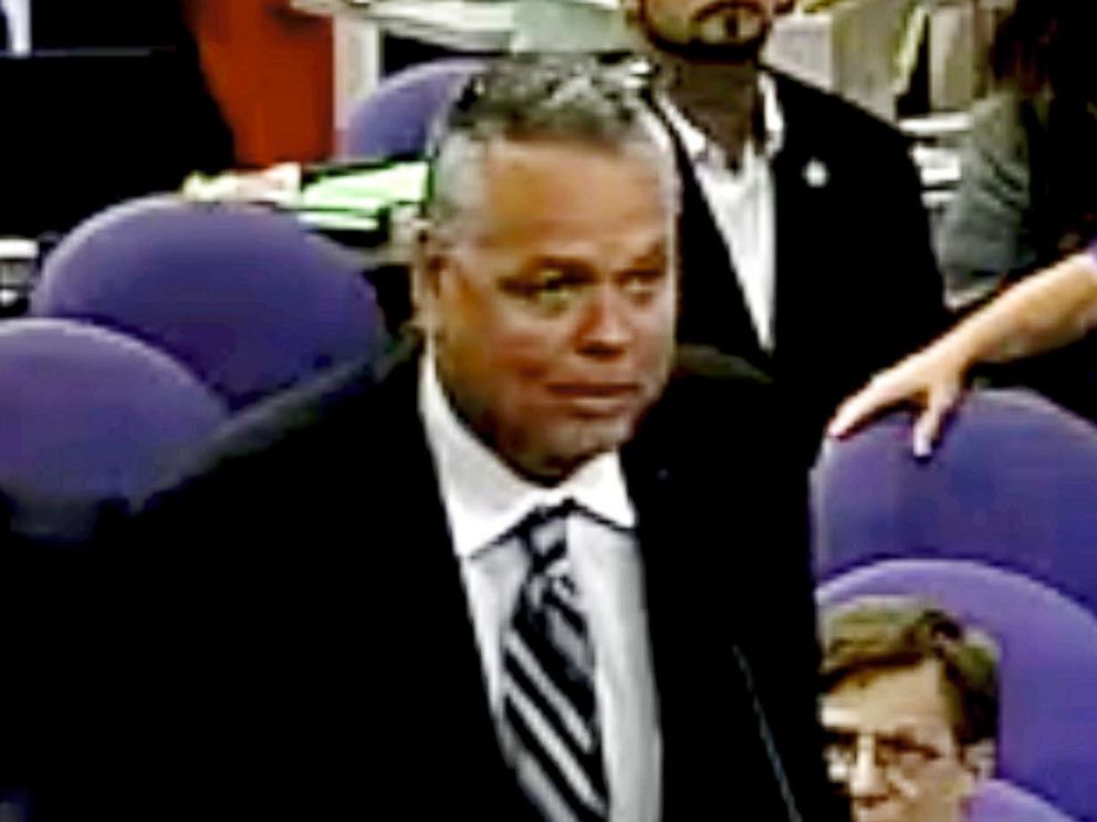 PHOTO: This Feb. 18, 2015 image taken from video provided by Broward County Public Schools shows school resource officer Scot Peterson during a school board meeting of Broward County, Fla.