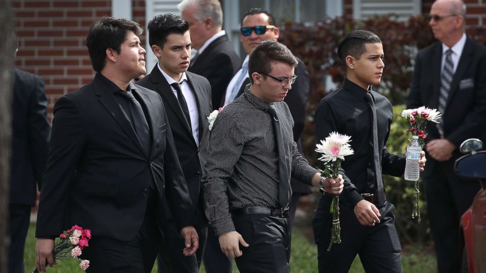 PHOTO: Mourners arrive for the funeral of Alaina Petty at The Church of Jesus Christ of Latter-day Saints, Feb. 19, 2018, in Coral Springs, Fla. 