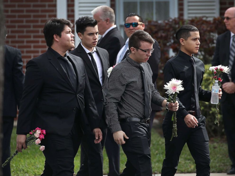PHOTO: Mourners arrive for the funeral of Alaina Petty at The Church of Jesus Christ of Latter-day Saints, Feb. 19, 2018, in Coral Springs, Fla.